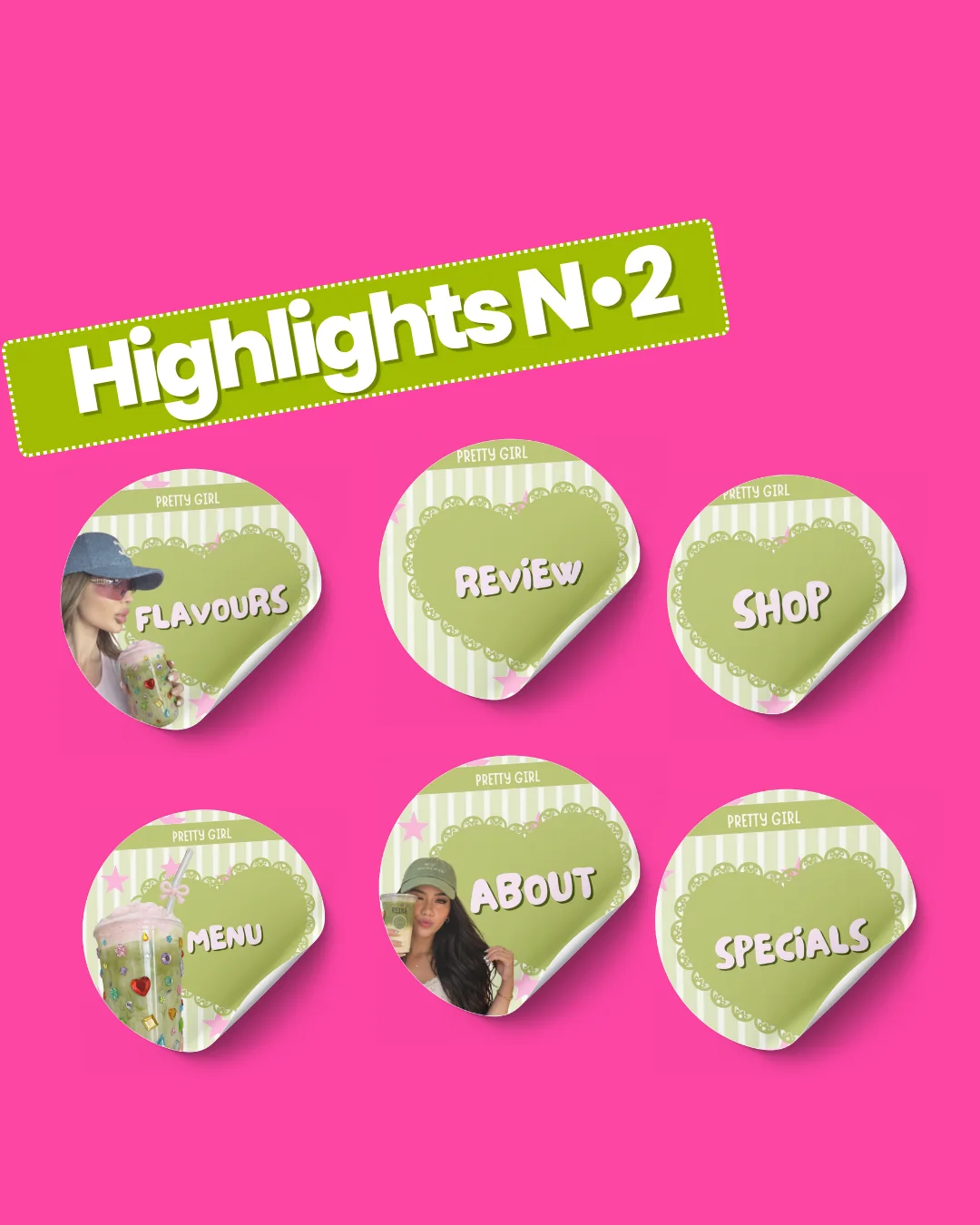 Matcha-themed Instagram highlight cover designs